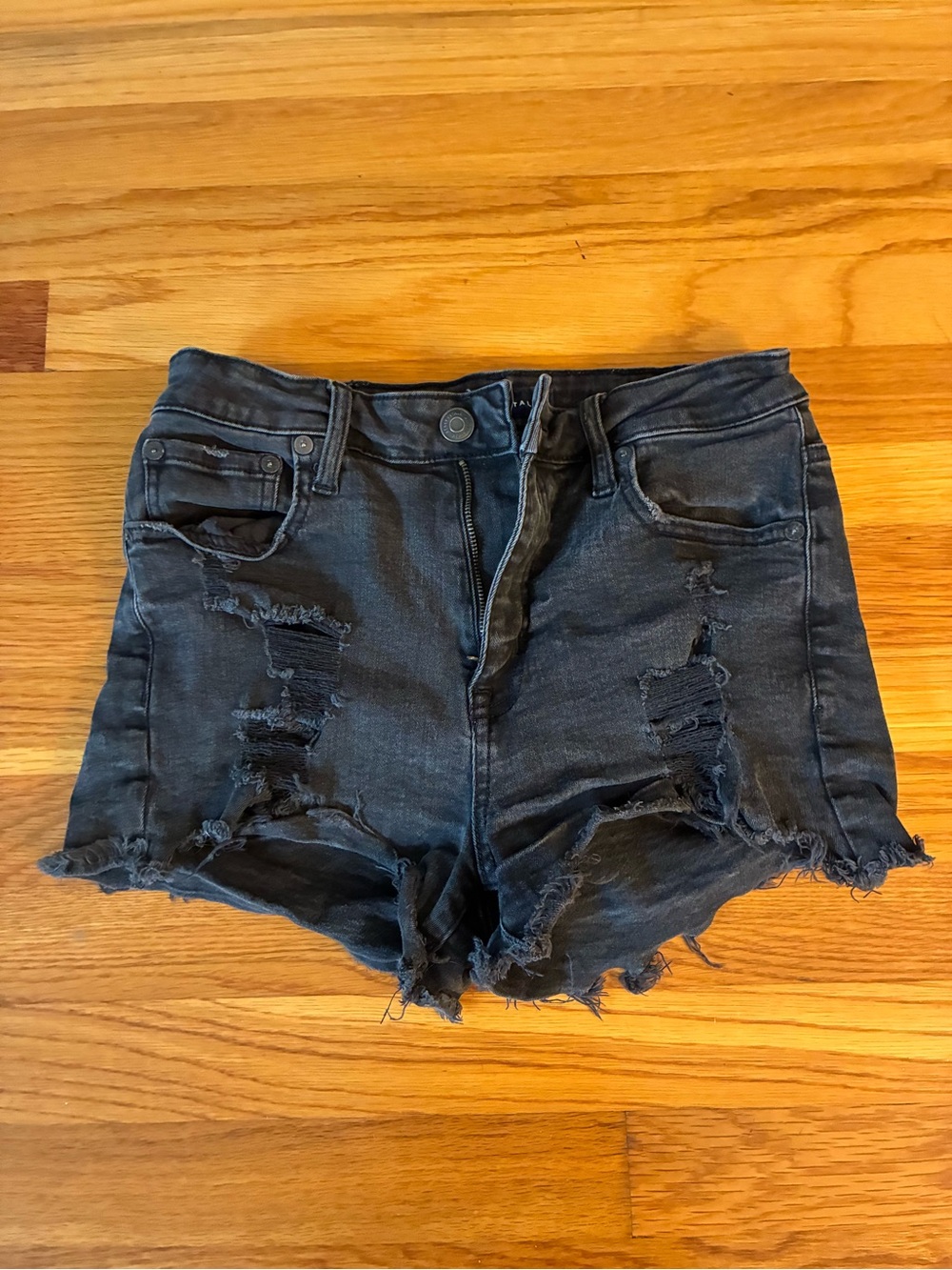 Aeropostale Black Distressed High-Rise Jean Shorts